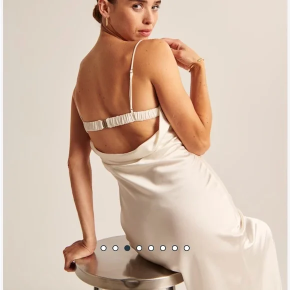 Abercrombie and Fitch Satin Cowl Back Slip Midi Dress